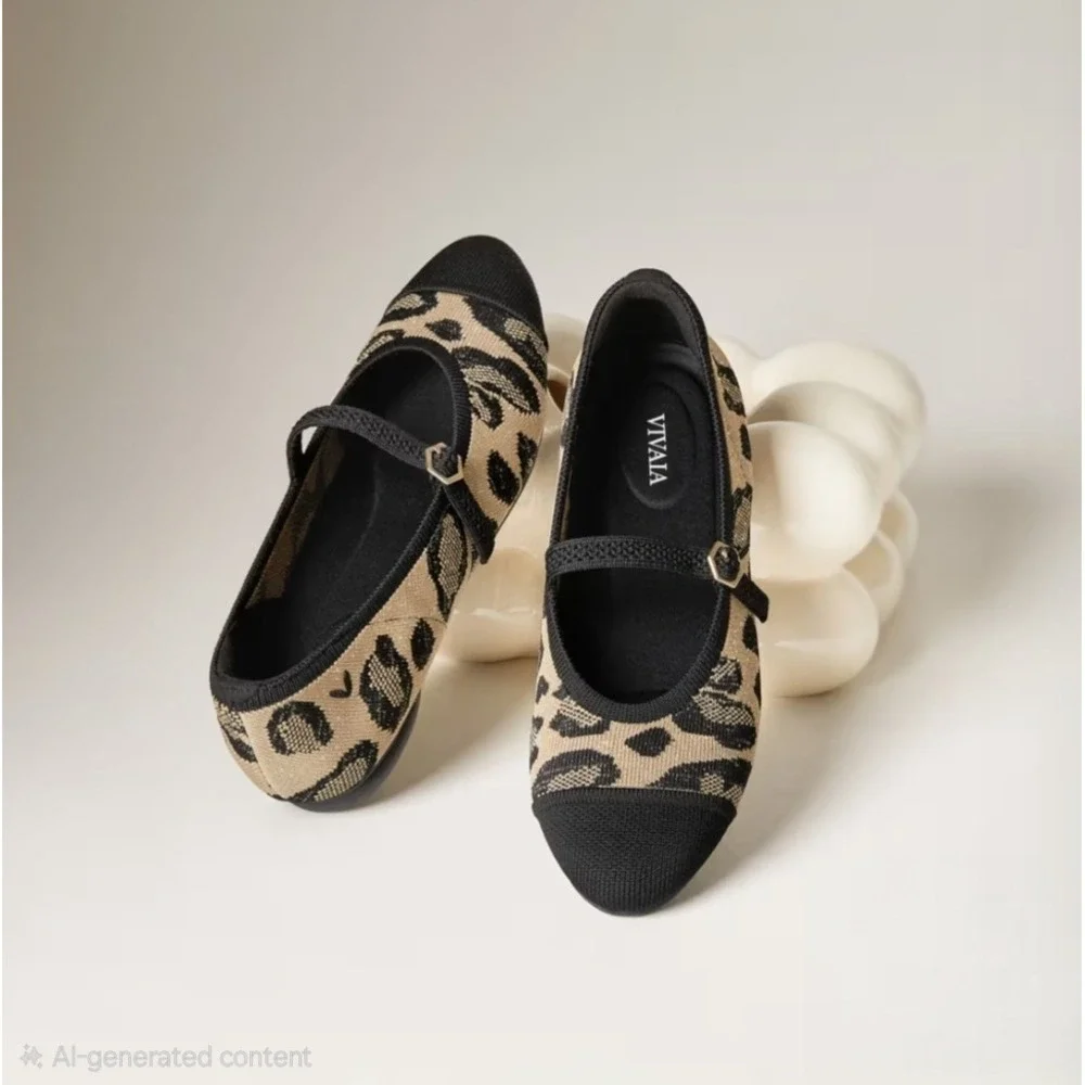VIVAIA Tamia Metallic Leopard Almond Toe Mary Jane Flats EU 39.5 US 8.5 NEW